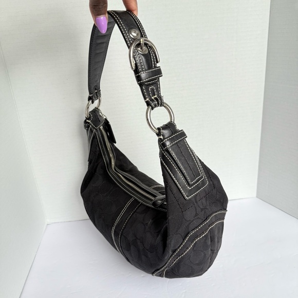 Coach Soho Signature Jacquard Half-Moon Hobo Bag Black (Style 10074)